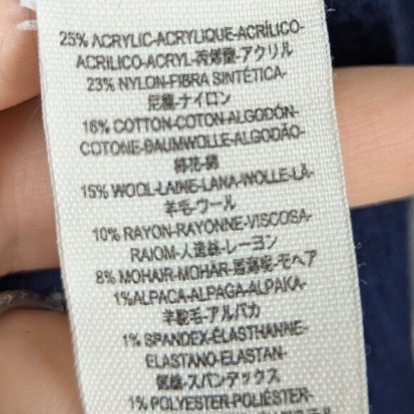 Free People | Navy Bell Sleeve Mixed Knit Sweater Size Medium - Picture 9 of 13